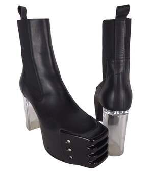 Rick Owens Grilled Kiss Boots US 11 EU 44 Mens Black Clear Transparent $2885
